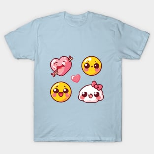 Smiley Heart Cute Faces T-Shirt